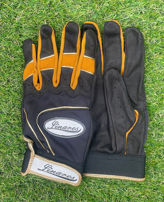 Gold and Black Batting Gloves- XLarge