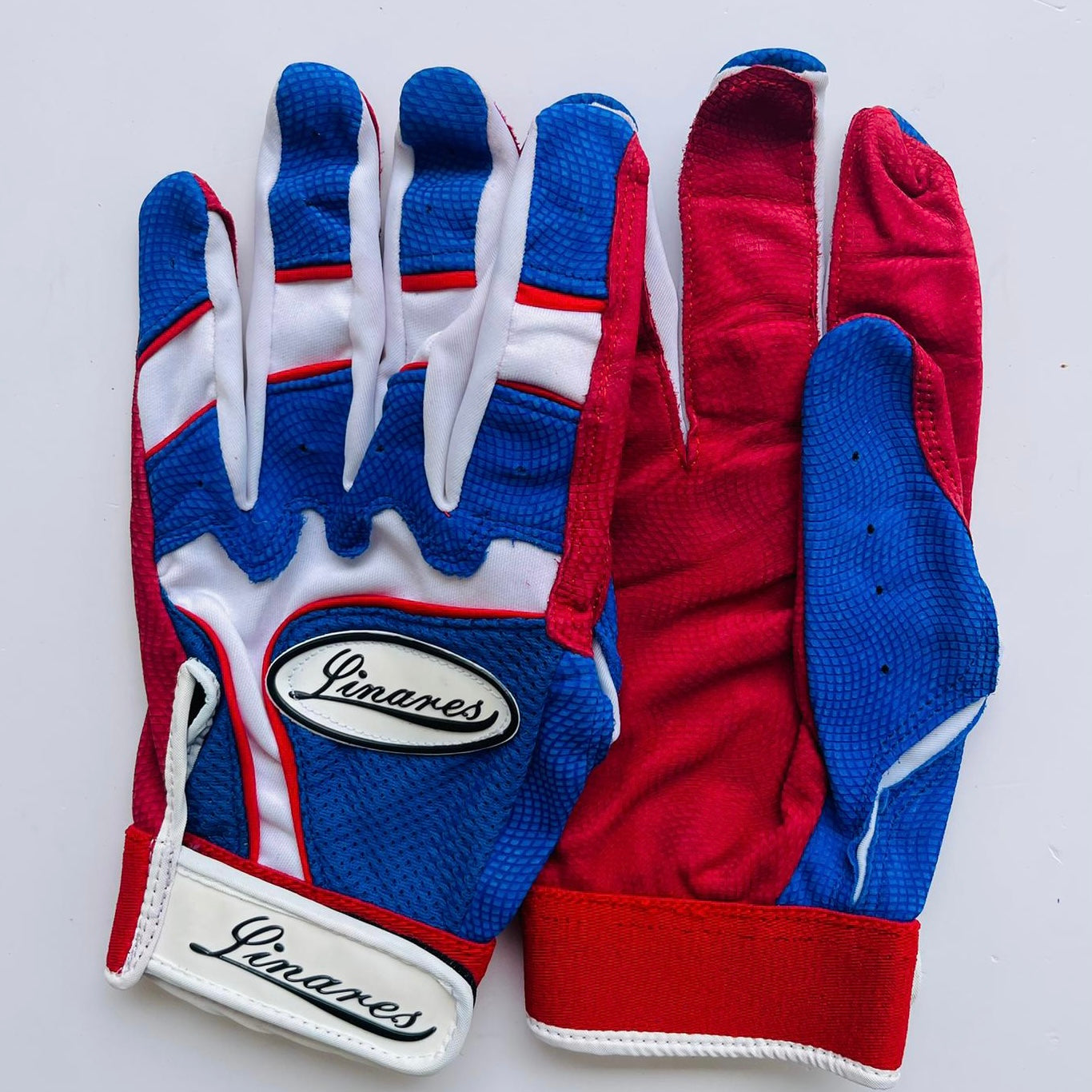 Blue, Red, and White Batting Gloves- XXLarge