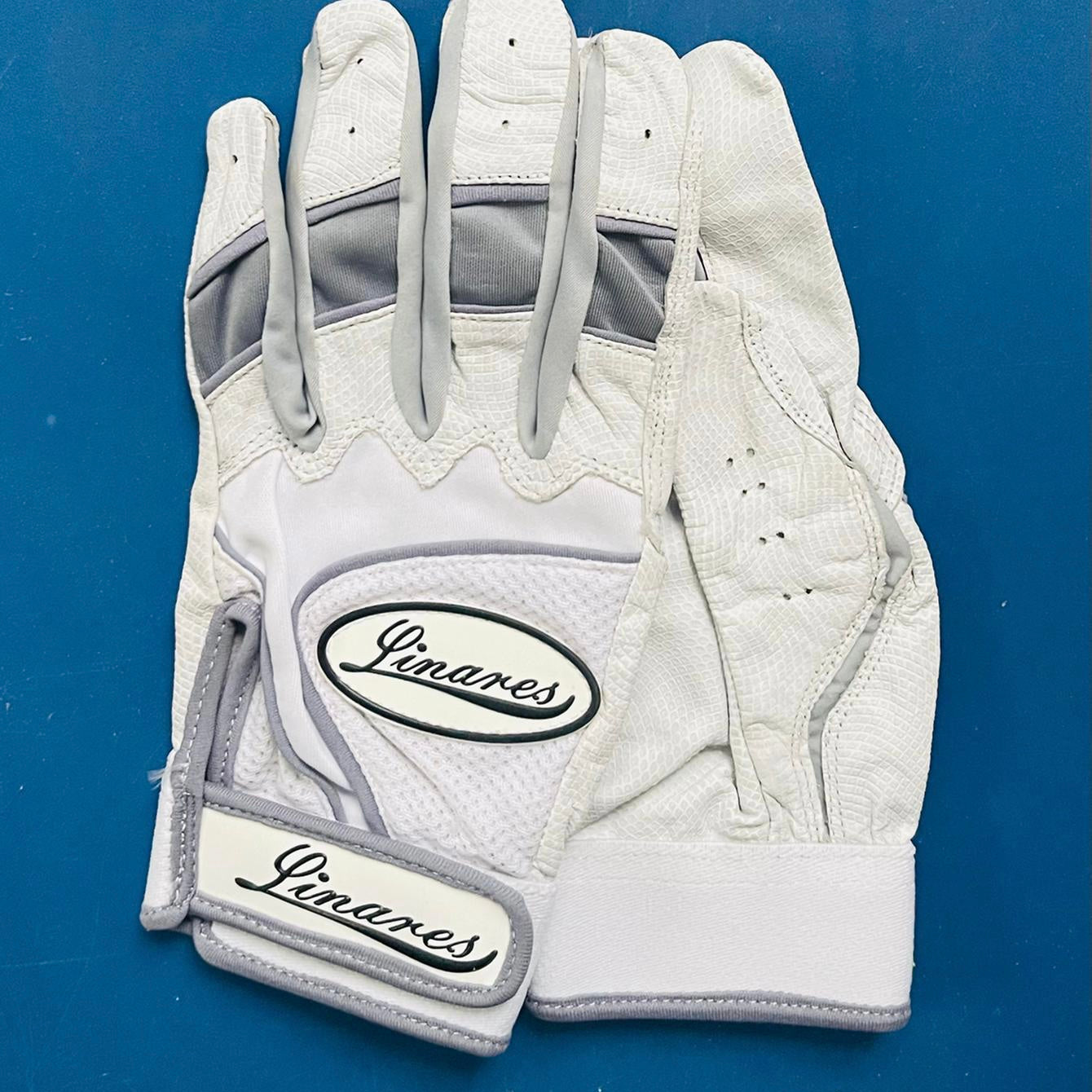 White and Gray Batting Gloves- XLarge