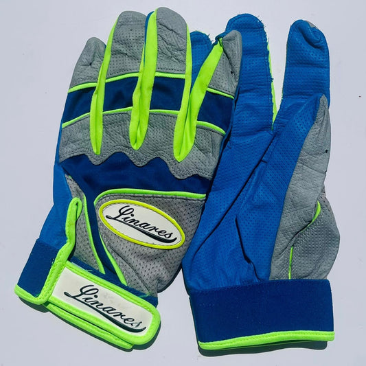 Blue, Gray, and Neon Green Batting Gloves- XXLarge