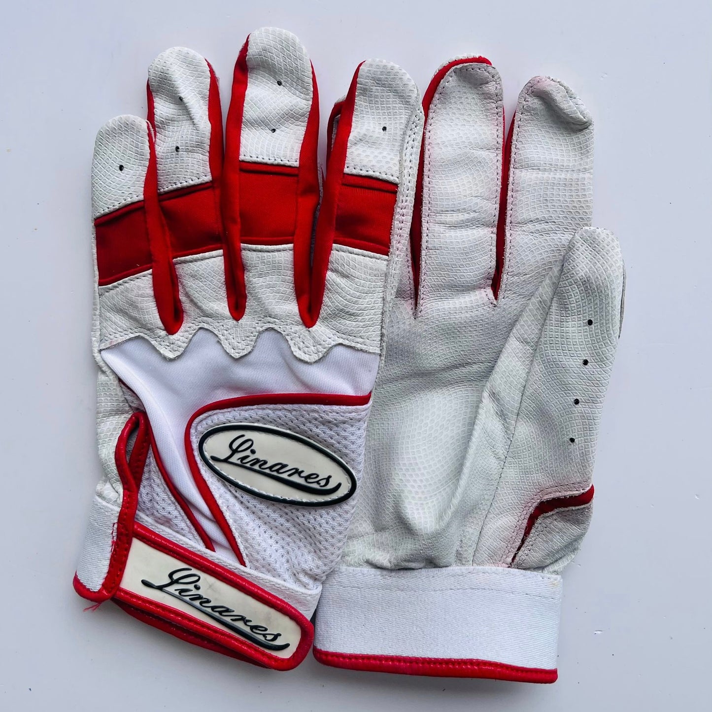 White and Red Batting Gloves- XXLarge