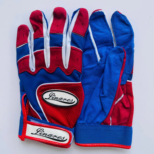 Red, Blue, and White Batting Gloves- XXLarge