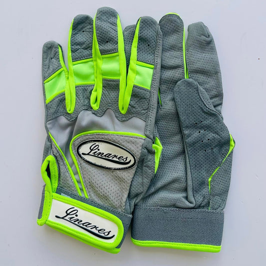 Gray, and Neon Green Batting Gloves- XLarge