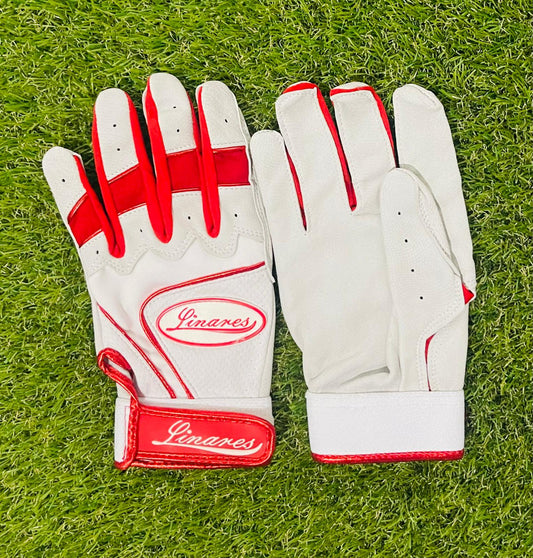 White and Red Batting Gloves- M, L and XL